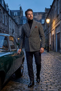 Gray Double-breasted Peak Lapel Blazer - Men's blazers - Photo 9