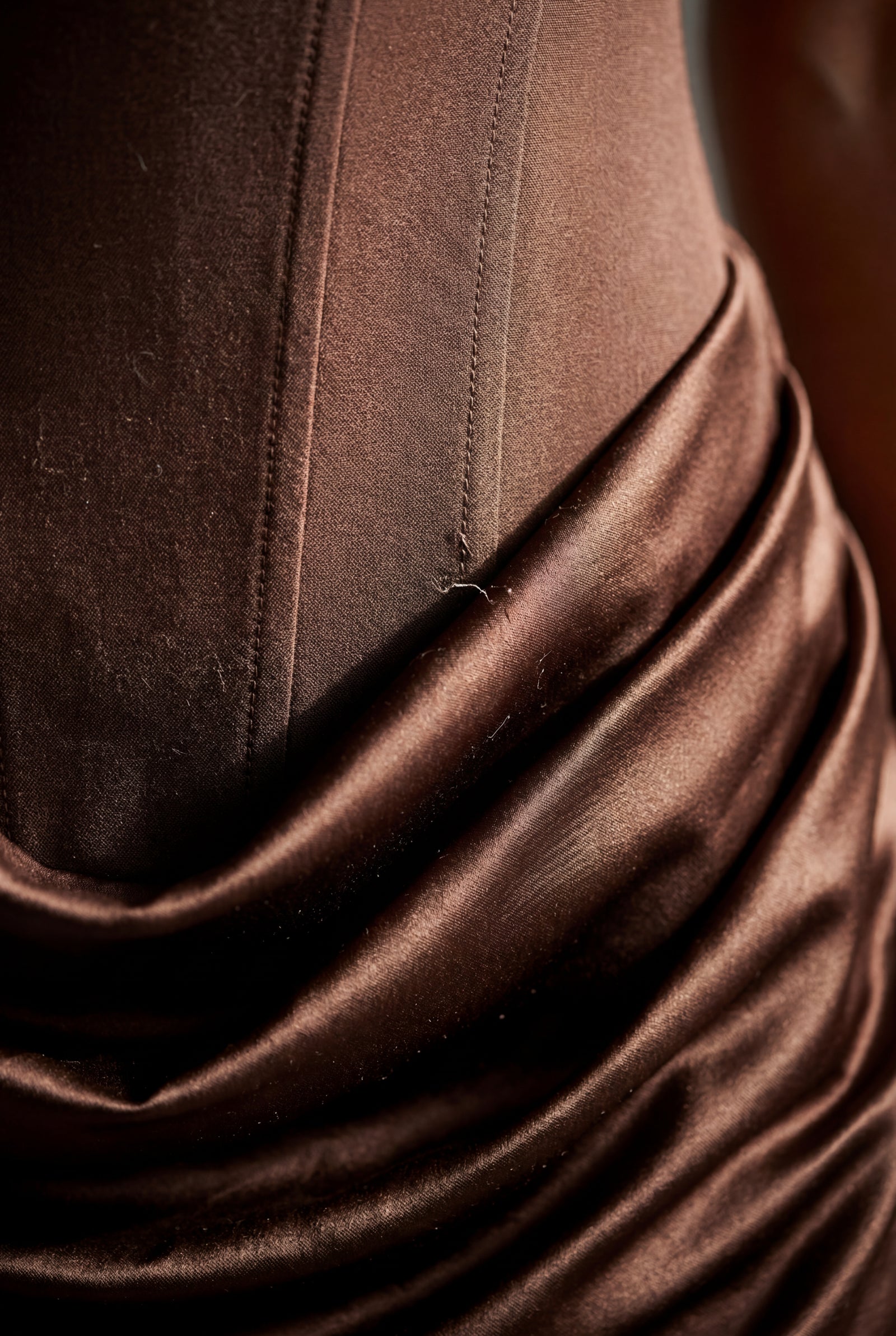 Brown Draped Ruched Bodycon Mini Dress with Square Neckline - Bodycon dress - Photo 3