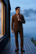 Brown Fine Wale Tailored Single-breasted Blazer - Blazers - Photo 11