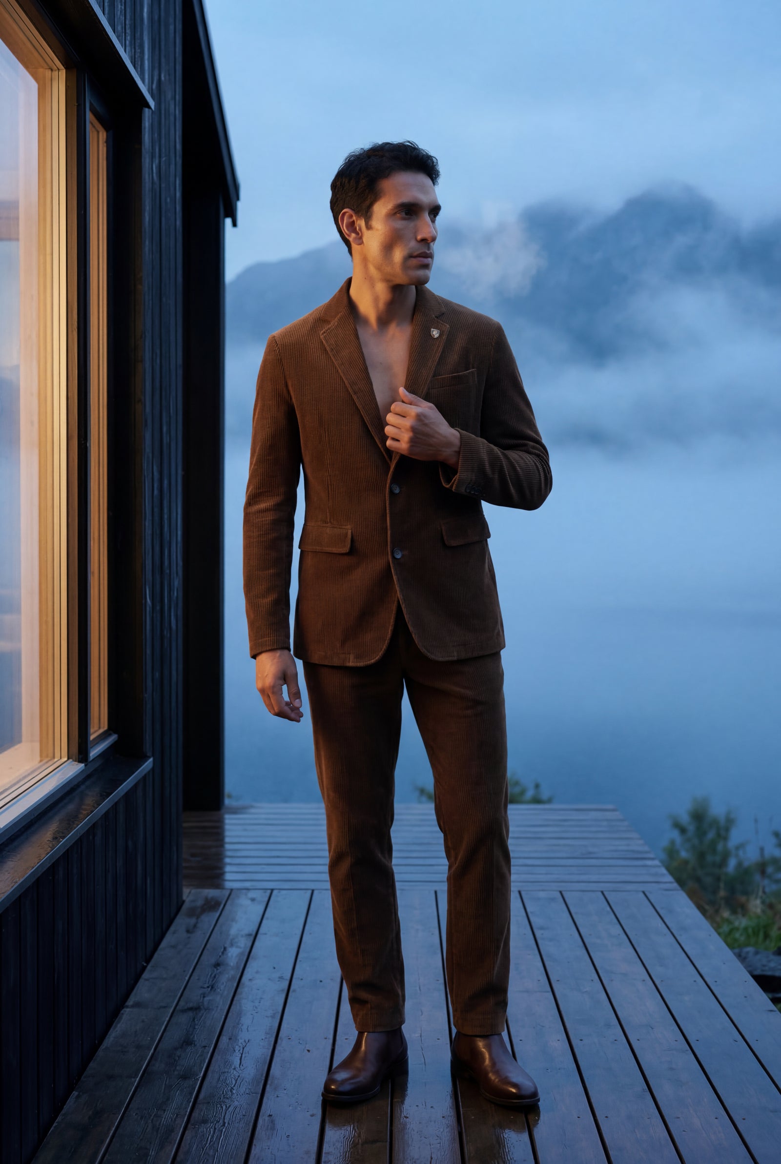 Brown Fine Wale Tailored Single-breasted Blazer - Blazers - Photo 11