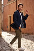 Denim Blue Fine Wale Tailored Single-breasted Blazer - Blazers - Photo 3