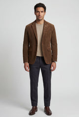 Brown Fine Wale Tailored Single-breasted Blazer - Blazers - Photo 5