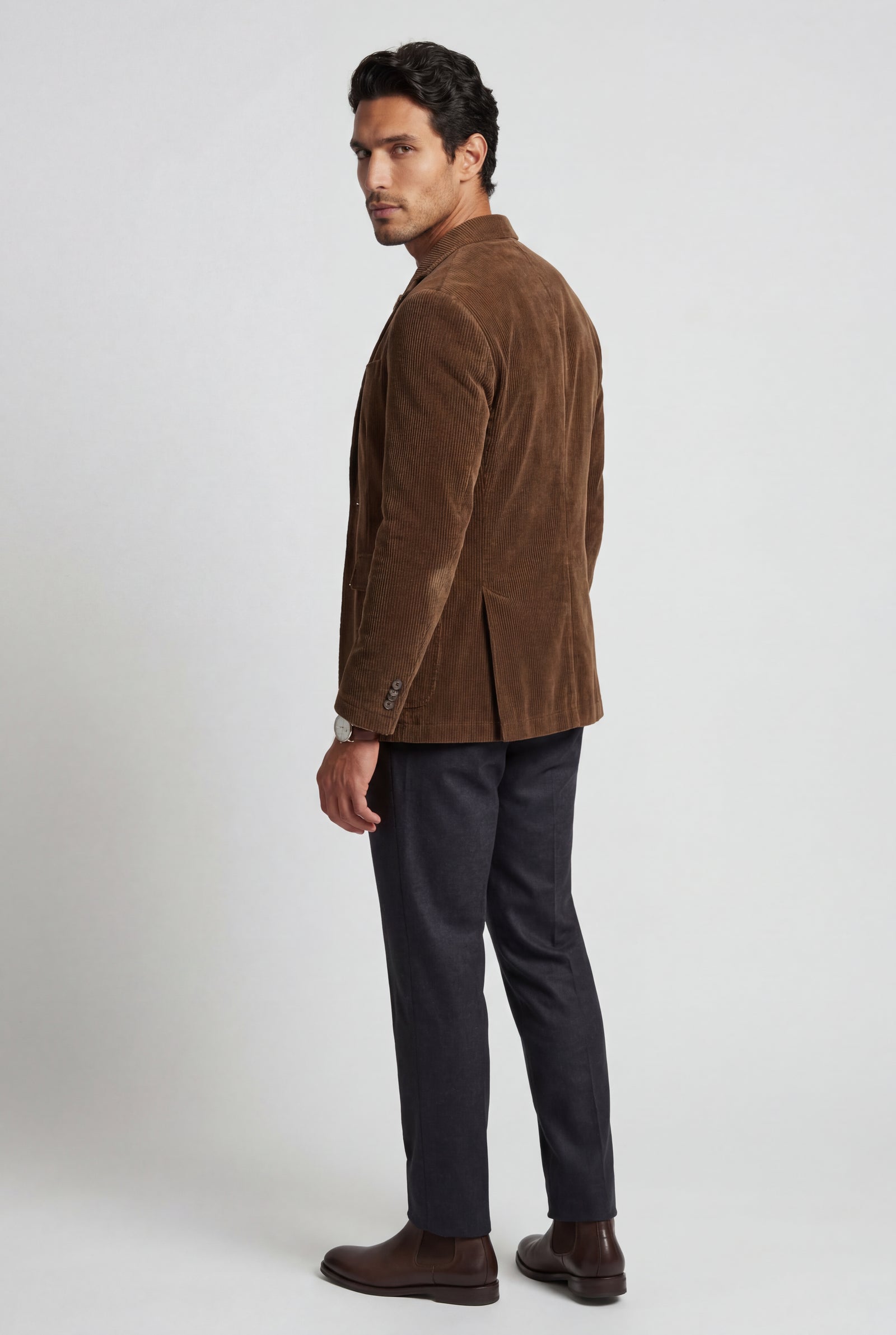 Brown Fine Wale Tailored Single-breasted Blazer - Blazers - Photo 8
