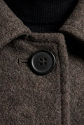 Brown Heathered Dark Brown Cropped Button-front Winter Coat - Winter coats - Photo 3