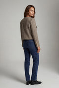 Brown Heathered Taupe Cropped Jacket with Gold Buttons - Photo 2