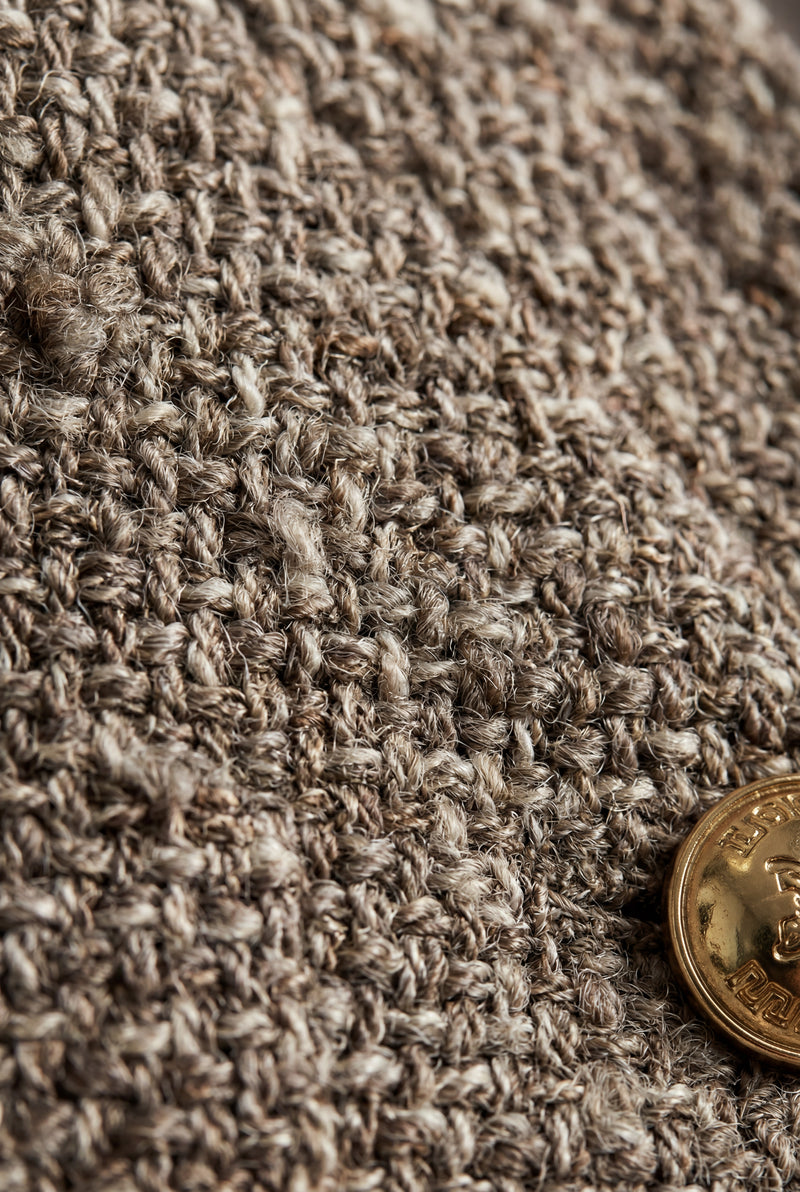 Brown Heathered Taupe Cropped Jacket with Gold Buttons - Photo 3