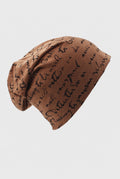 Jersey Knit Slouch Beanie in Brown — studio front