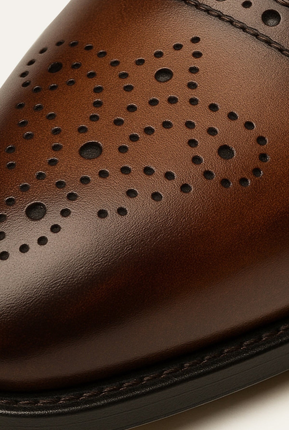 Leather Brogue Dress Shoes in Brown — detail