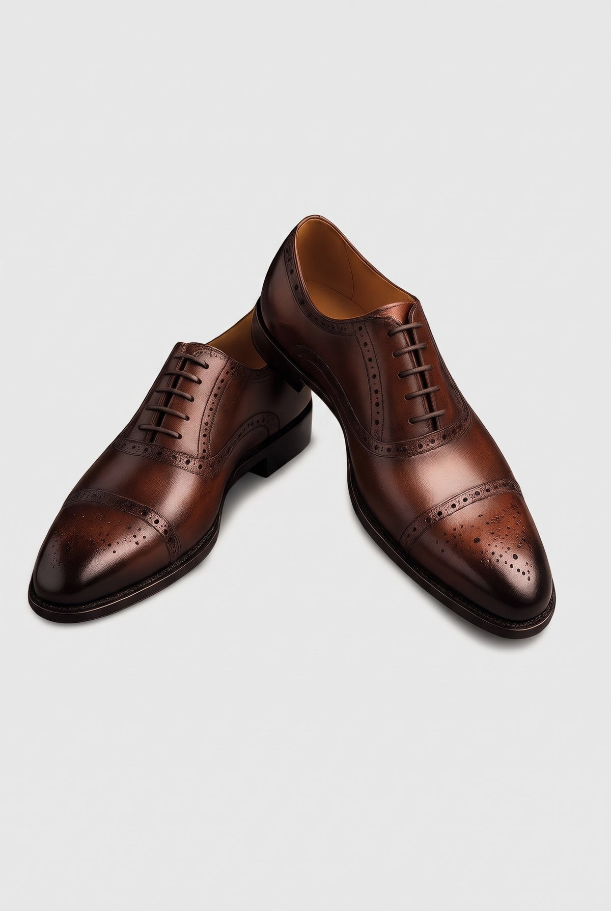 Leather Brogue Dress Shoes in Brown — Stilenza main image