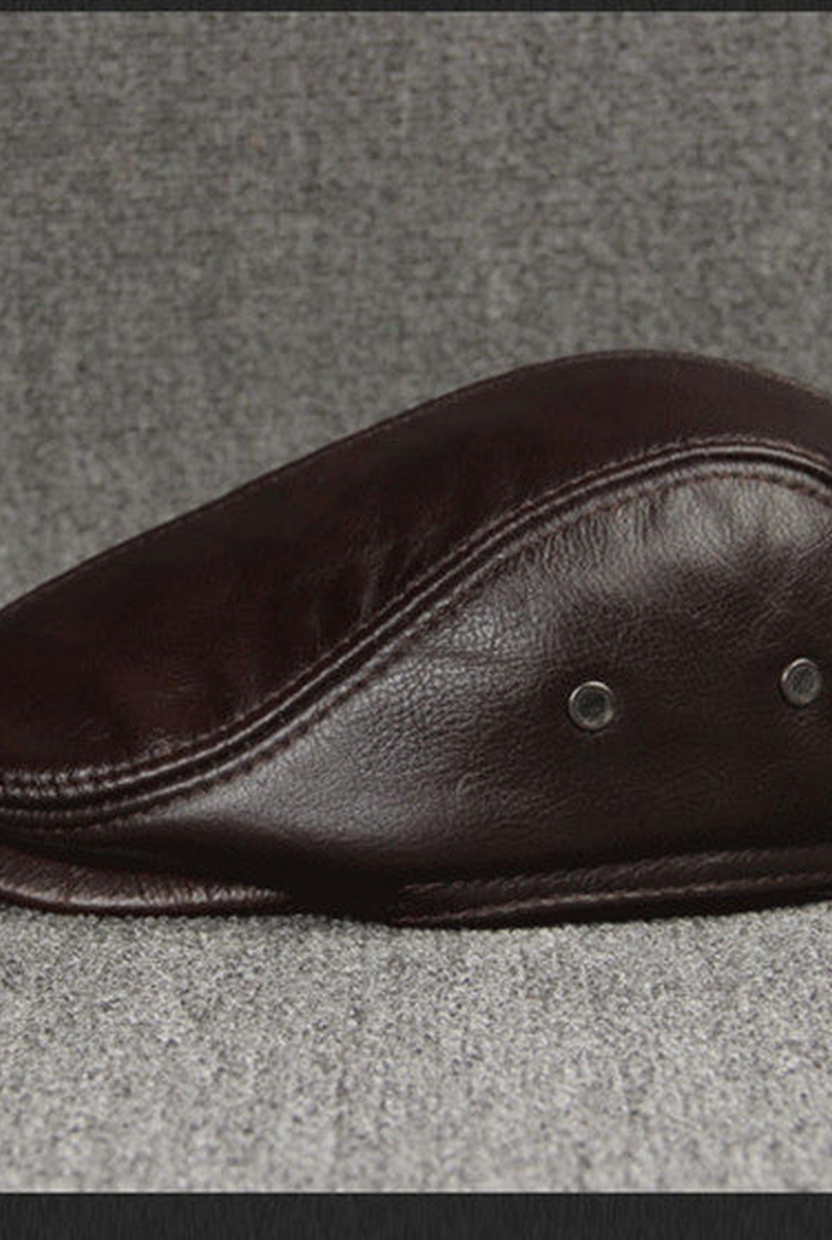 Leather Flat Cap in Brown — detail