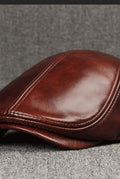 Leather Flat Cap in Brown — side