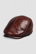 Leather Flat Cap in Brown — Stilenza main image