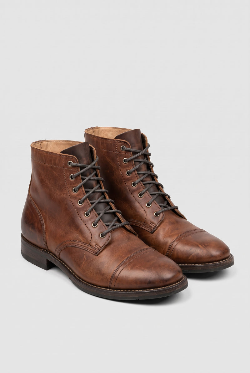 Leather-Like Ankle Boots in Brown — Stilenza main image