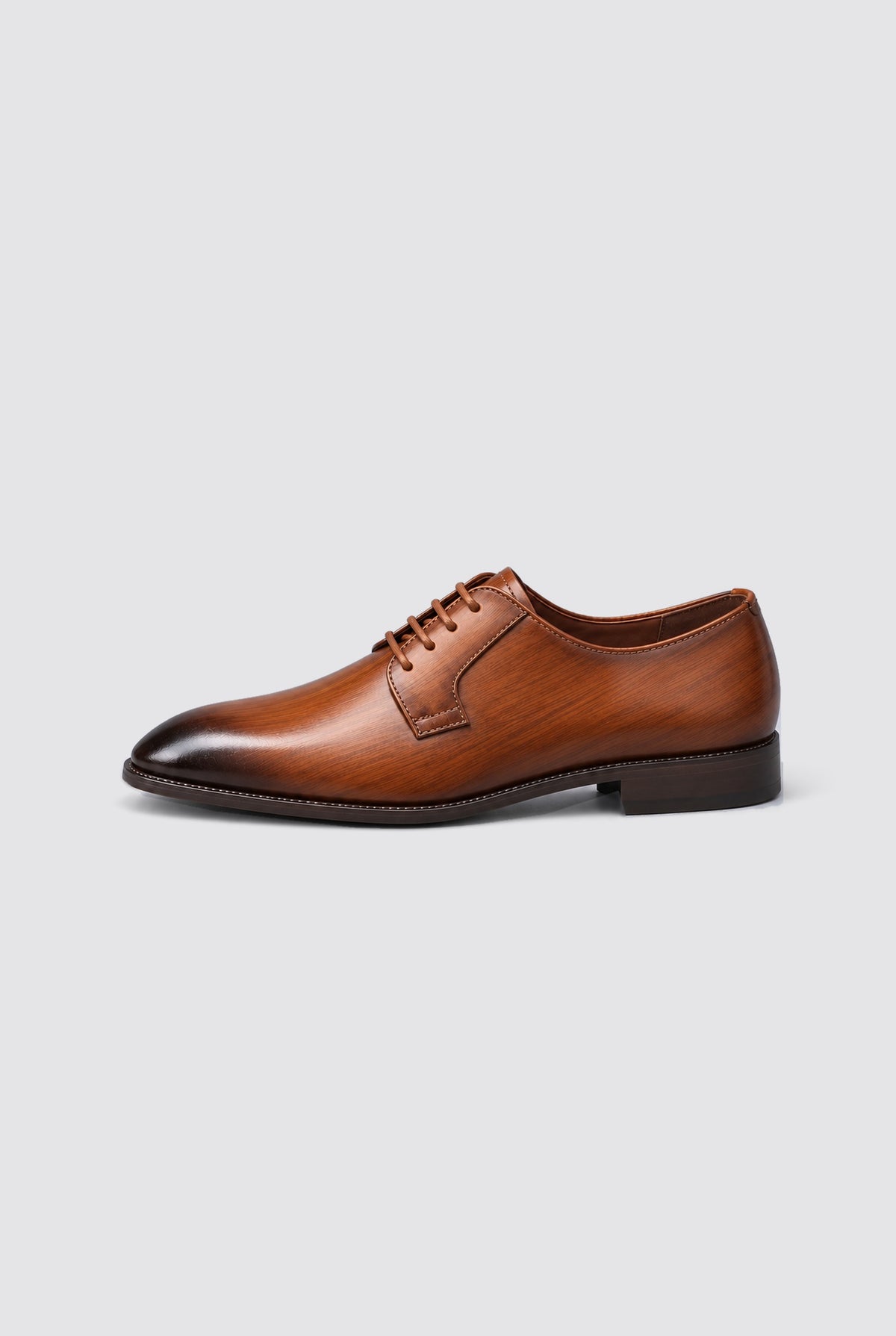 Leather-Look Derby Dress Shoes in Brown — side