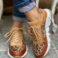 Brown Leopard Print Panel Chunky Sole Sneakers - Photo 7
