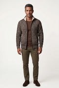 Brown Marled Full-zip Mock Neck Cardigan with Ribbed Trim - Gilet - Photo 15