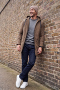 Men's Coat Mid-Length Quilted in Brown — ugc candid