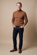 Men's Sweater Turtleneck Classic Fit in Brown — primary shot