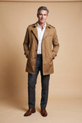 Men's Trench Coat Long Classic in Brown — primary studio