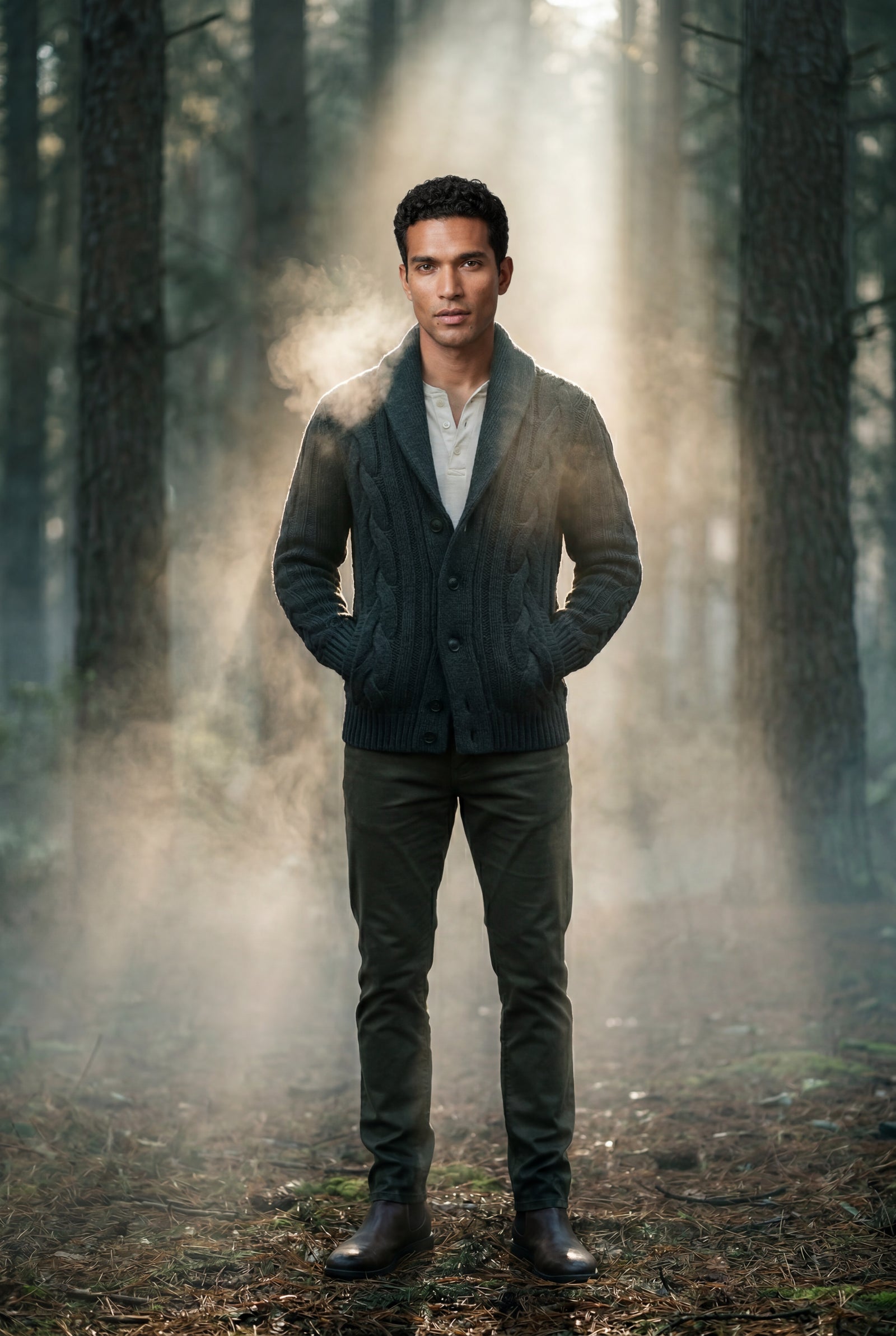 Black Men's Chunky Cable Shawl Collar Cardigan - Photo 16