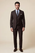 Brown Notch Lapel Tailored Three-piece Suit - Photo 1