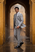 Light Gray Notch Lapel Tailored Three-piece Suit - Photo 10