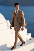 Brown Notch Lapel Tailored Three-piece Suit - Photo 14
