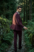Burgundy Notch Lapel Tailored Three-piece Suit - Photo 16