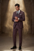 Purple Notch Lapel Tailored Three-piece Suit - Photo 21