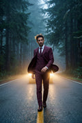 Burgundy Notch Lapel Tailored Three-piece Suit - Photo 23