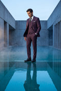 Purple Notch Lapel Tailored Three-piece Suit - Photo 24