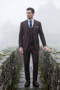 Brown Notch Lapel Tailored Three-piece Suit - Photo 3