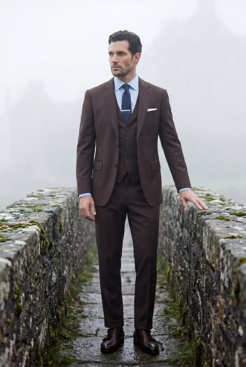 Brown Notch Lapel Tailored Three-piece Suit - Photo 3
