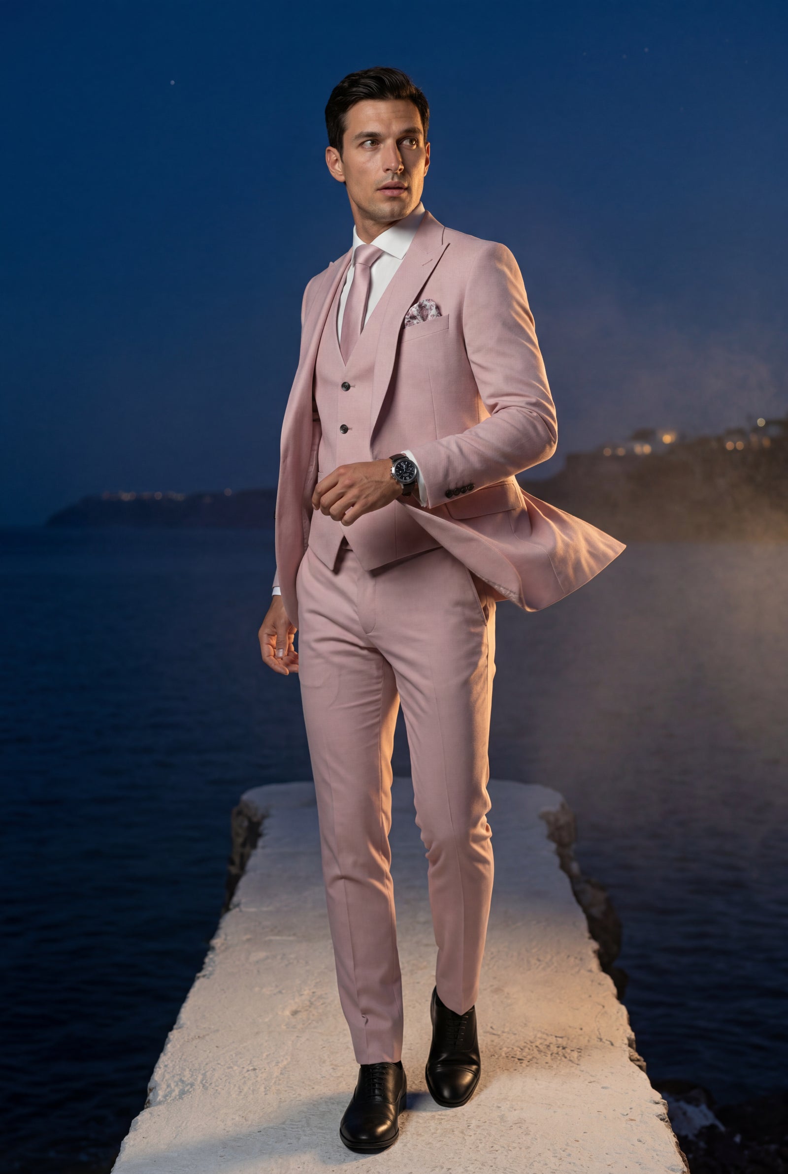 Pink Notch Lapel Tailored Three-piece Suit - Photo 33