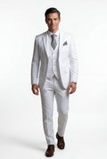 White Notch Lapel Tailored Three-piece Suit - Photo 34