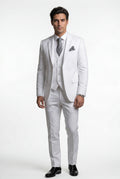 White Notch Lapel Tailored Three-piece Suit - Photo 38