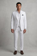 White Notch Lapel Tailored Three-piece Suit - Photo 39