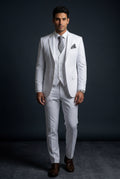 White Notch Lapel Tailored Three-piece Suit - Photo 42