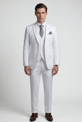 White Notch Lapel Tailored Three-piece Suit - Photo 48