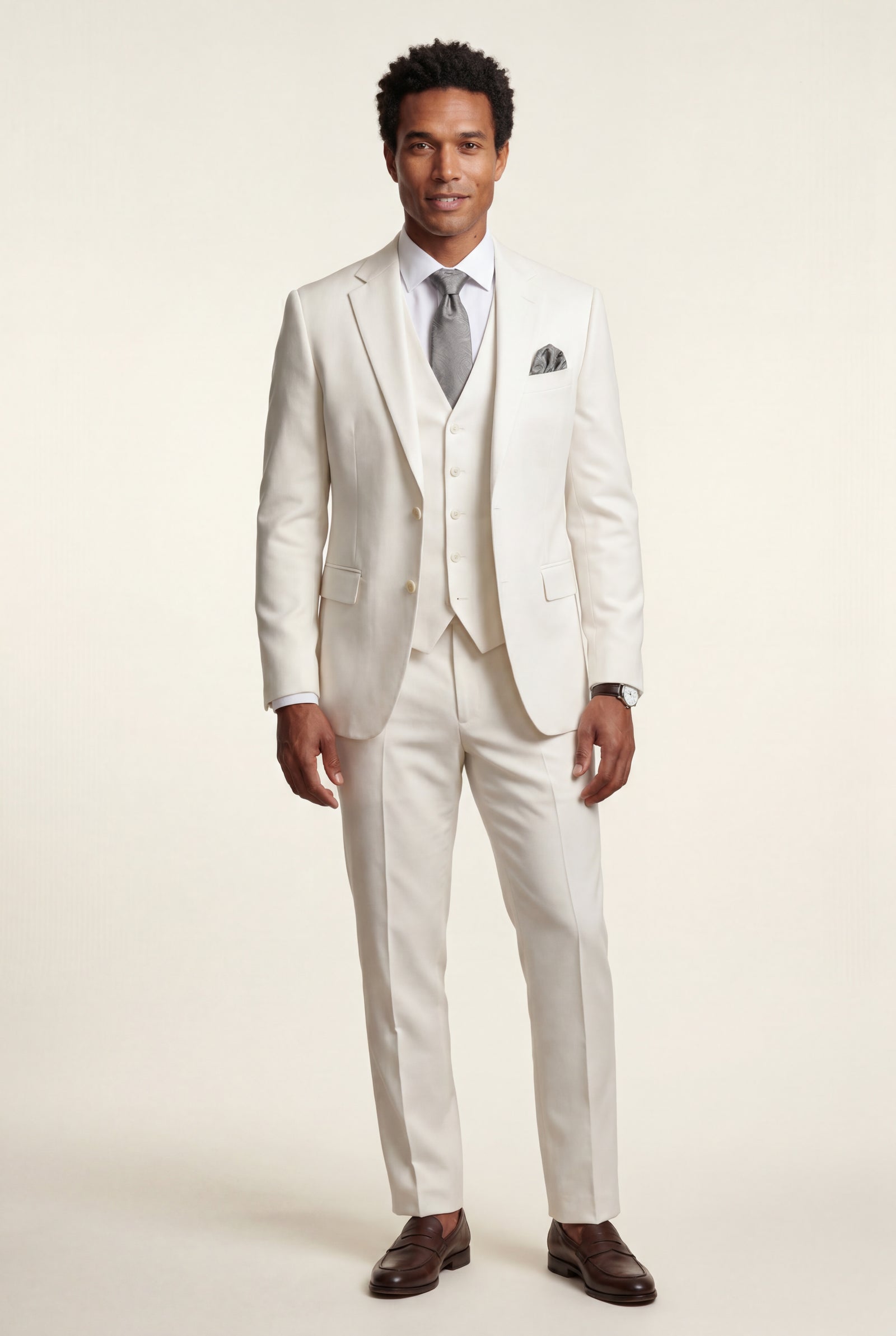 Three-Piece Formal Suit - White - Photo 1
