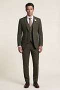 Three-Piece Formal Suit - Olive - Photo 1
