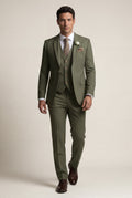 Three-Piece Formal Suit - Olive - Photo 1