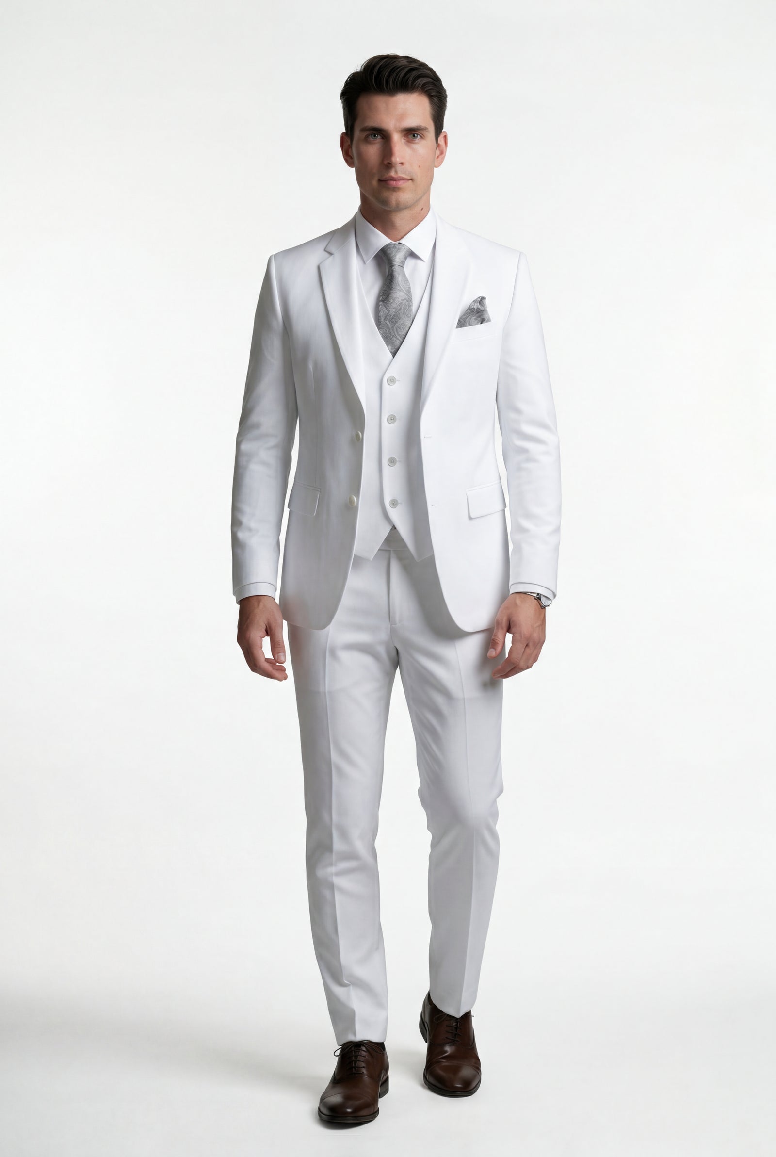 Three-Piece Formal Suit - White - Photo 1