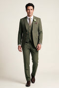 Three-Piece Formal Suit - Olive - Photo 1