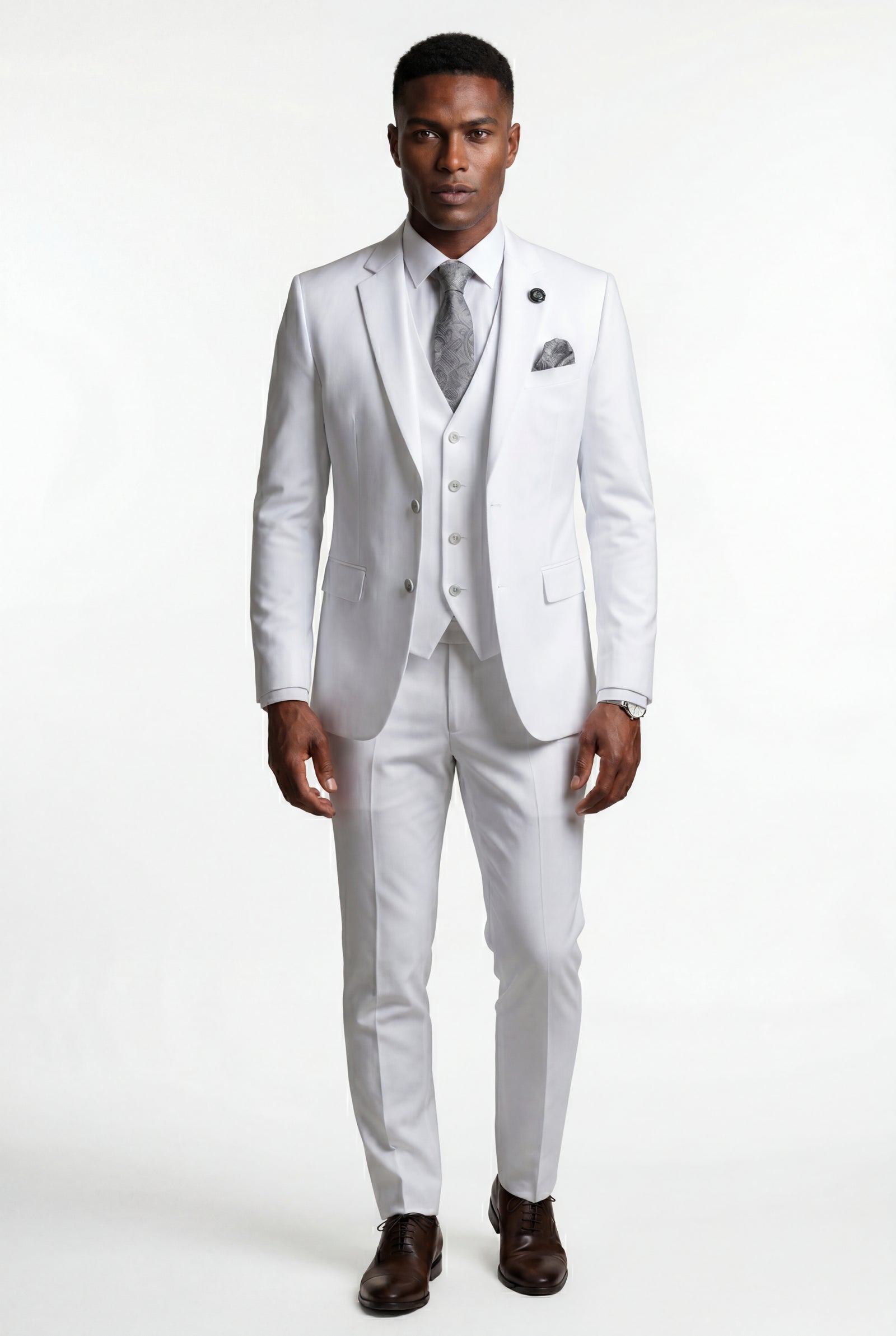 Three-Piece Formal Suit - White - Photo 1