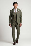 Three-Piece Formal Suit - Olive - Photo 1