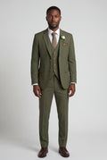 Three-Piece Formal Suit - Olive - Photo 1