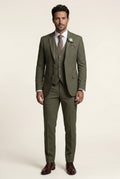 Three-Piece Formal Suit - Olive - Photo 1