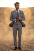 Light Gray Notch Lapel Tailored Three-piece Suit - Photo 8