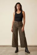 Brown Olive Green Leopard Print Wide-leg High-waisted Trousers - Wide leg trousers - Photo 1